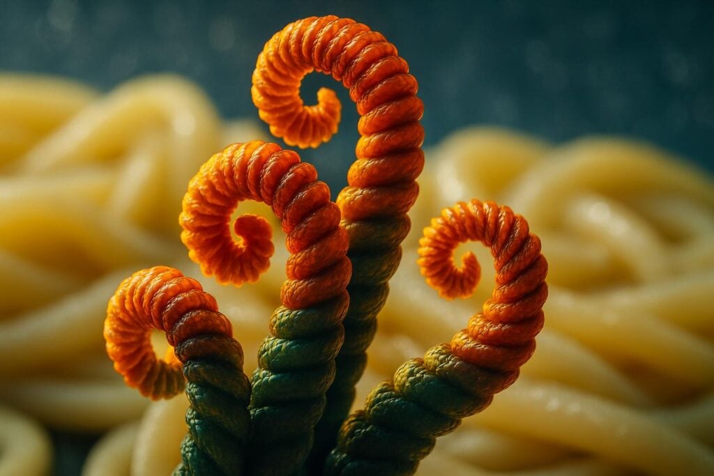 Close-up of cooked spaghetti pasta cooling in a white bowl on a kitchen counter, steam fading